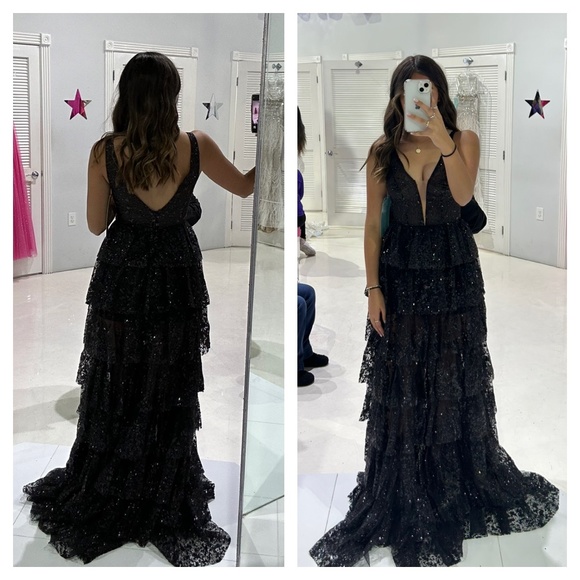 Black Size 2 A-Line Gown by Jovani - Picture 1 of 2